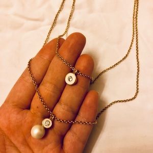 Kate spade double chain pearl and crystal necklace